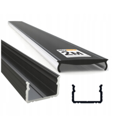 Alumínium profil LED szalagokhoz OXI-Dx felületre szerelhető 2m fekete + fekete diffúzor