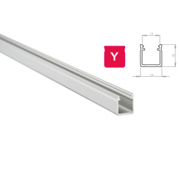 Alumínium profil LED szalagokhoz Y felületi 2m ELOXÁLT