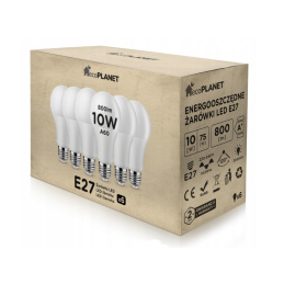 6x LED izzó - ecoPLANET - E27 - 10W - 800Lm - meleg fehér