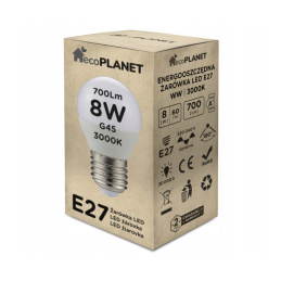 LED izzó E27 - G45 - 8W - 700lm - meleg fehér