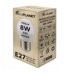 LED izzó E27 - G45 - 8W - 700lm - semleges fehér