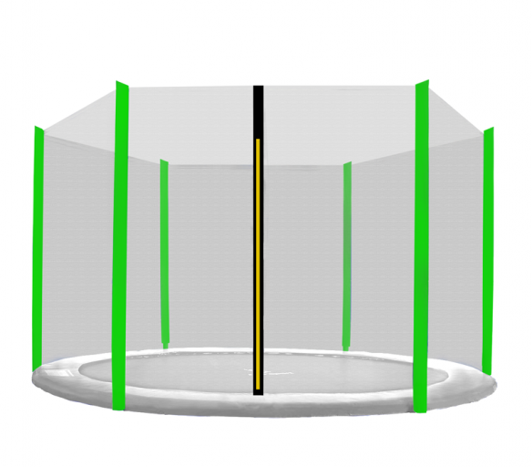 Aga Védőháló 430 cm-es trambulinhoz, 6 oszlop, Fekete háló / Világoszöld