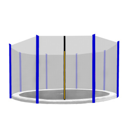 Aga Védőháló 366 cm-es trambulinhoz, 8 oszlop,  Fekete háló / Kék
