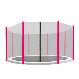 Aga Védőháló 366 cm-es trambulinhoz, 8 oszlop, Fekete háló / Rózsaszín