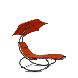 Linder Exclusiv Kerti napozószék napernyővel Piros