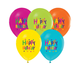 Aga4Kids Latex léggömbök " Happy Birthday"  Boldog születésnapot 30 cm 5 db